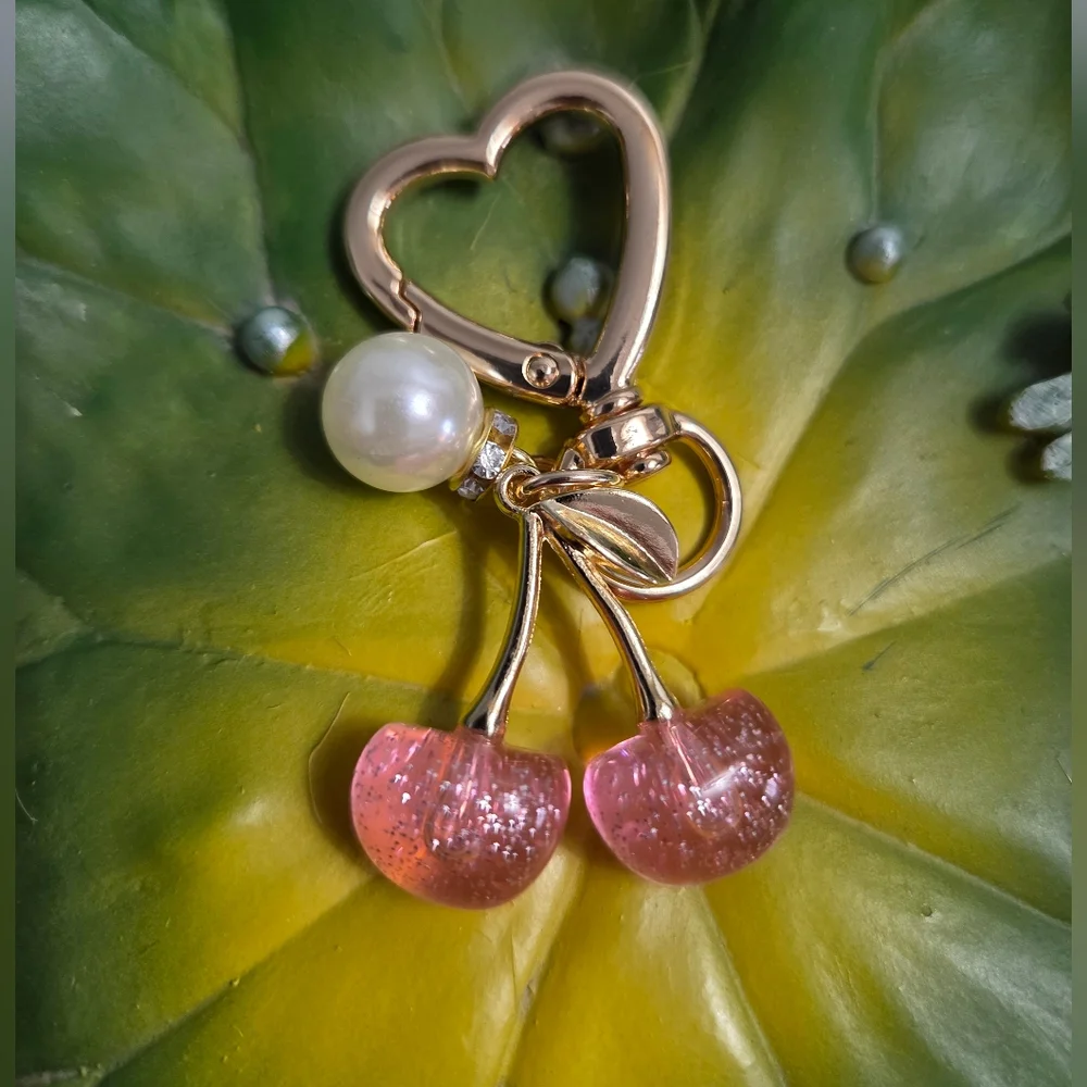 Cherry Blossom Bag Charm/Keychain, Pink, NEW - Picture 1 of 7
